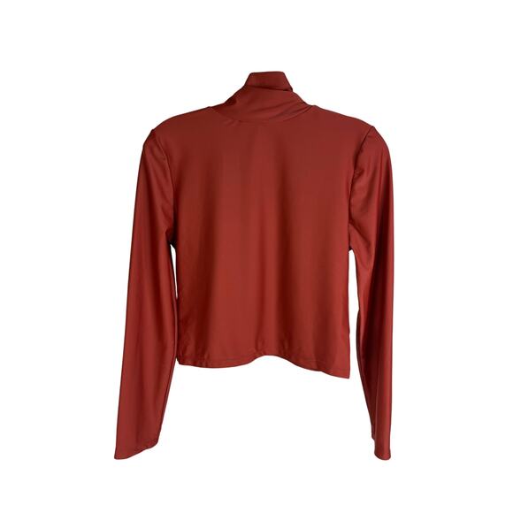 Heidi Merrick Izzy Rash Guard Women M Dark Orange Mock Neck Swim shirt - Picture 3 of 7